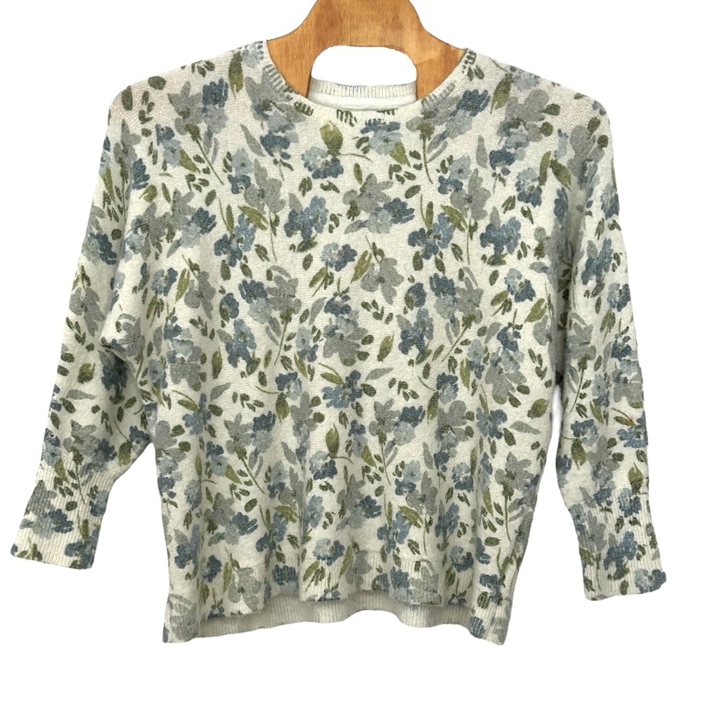 Joie NWT Women’s Green and Tan Boxy Crewneck Floral Sweater Sz 3X
